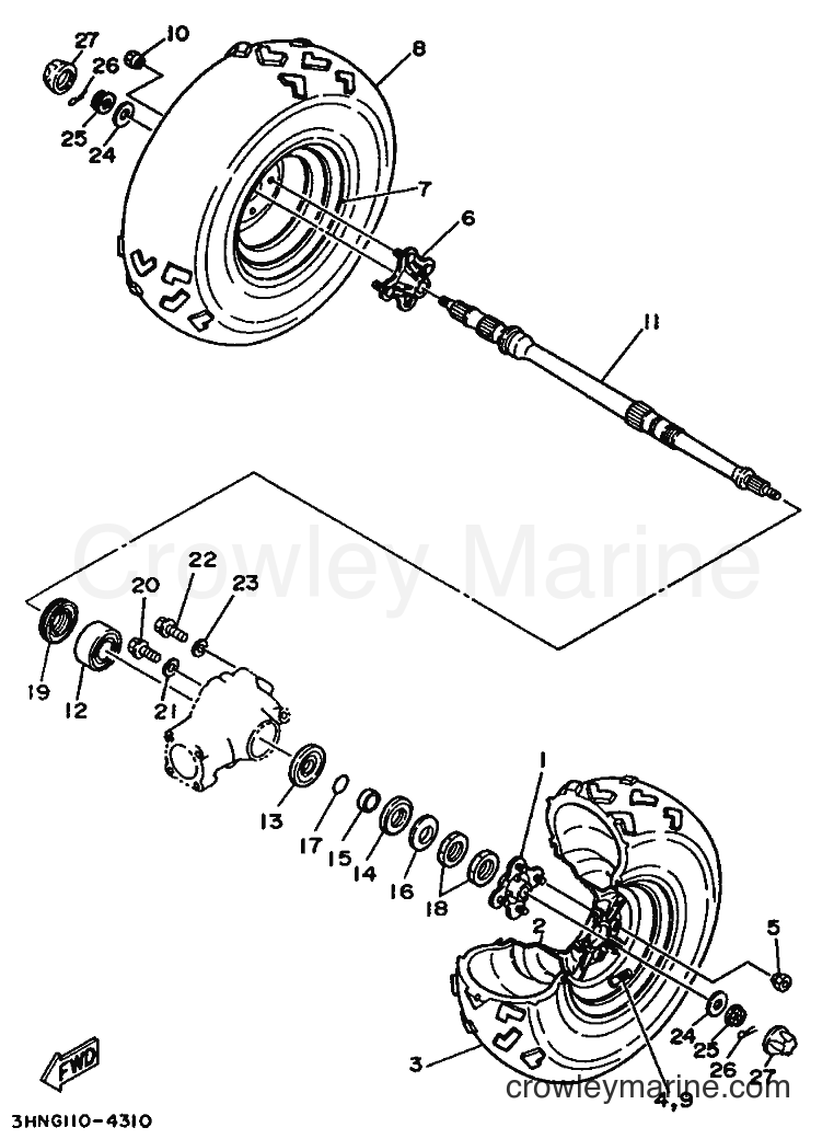 1995 ATV YFM350FW - YFM350FW (3HNM) [999] - REAR WHEEL