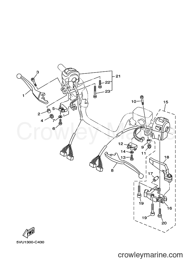 Yamaha Motors XP500 (5VU1) [020] - HANDLE SWITCH & LEVER
