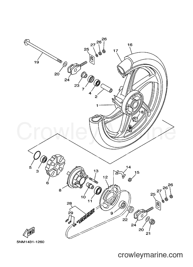 2001 Scooter JZ120F - JZ120F (5NM1) [010] - REAR WHEEL