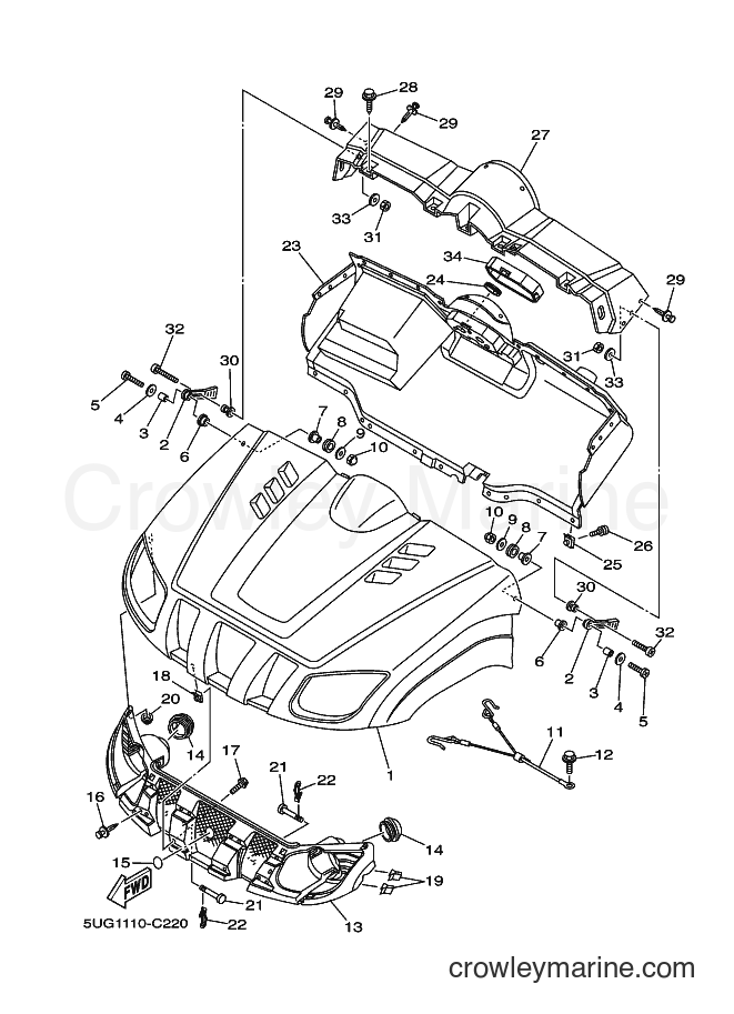 2004 ATV YXR660F - YXR660F (5UG2) [010] - FRONT FENDER