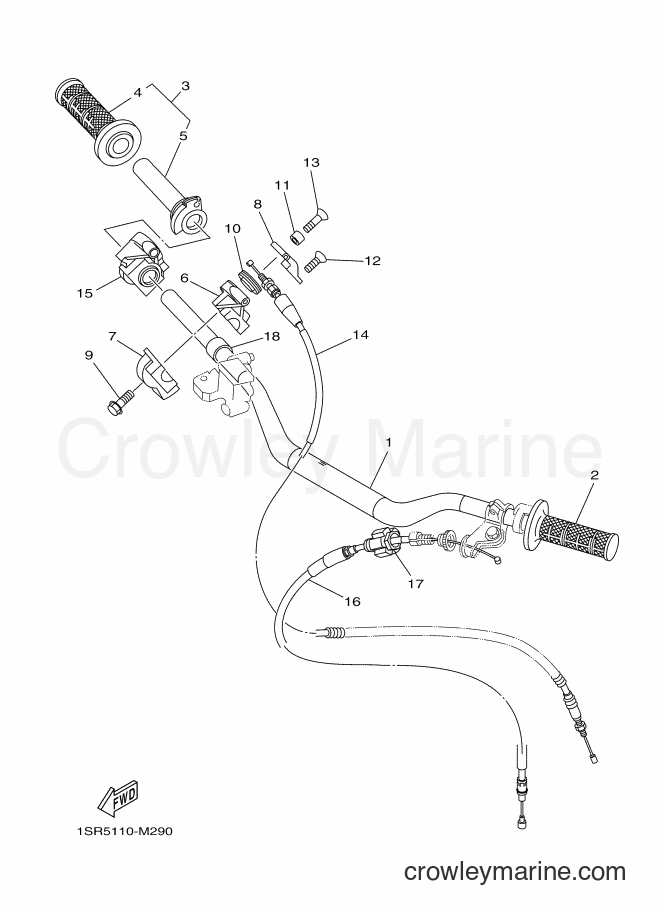 2013 Dirt Bike YZ125 - YZ125 (1SR6) [010] - STEERING HANDLE & CABLE