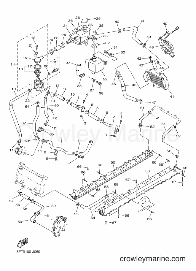 2010 Snowmobile RX10ST - RX10ST (8FT9) [020] - RADIATOR & HOSE