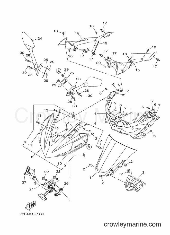 2015 Sport Bike YZF-R3 - YZF-R3 (2YP4) [010] - WINDSHIELD