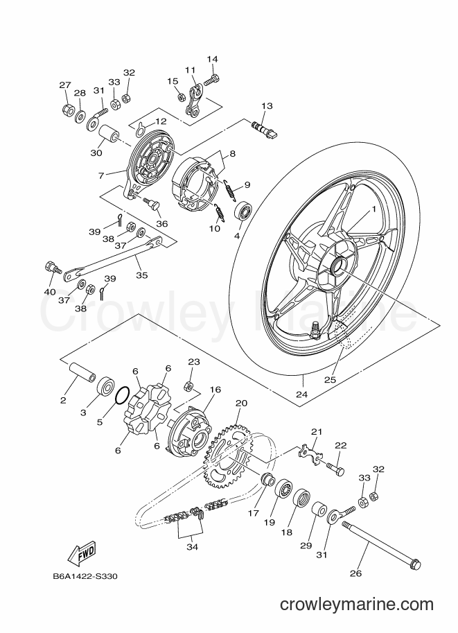 2017 Scooter T110LE - T110LE (B6A2) [010] - REAR WHEEL FOR CAST WHEEL
