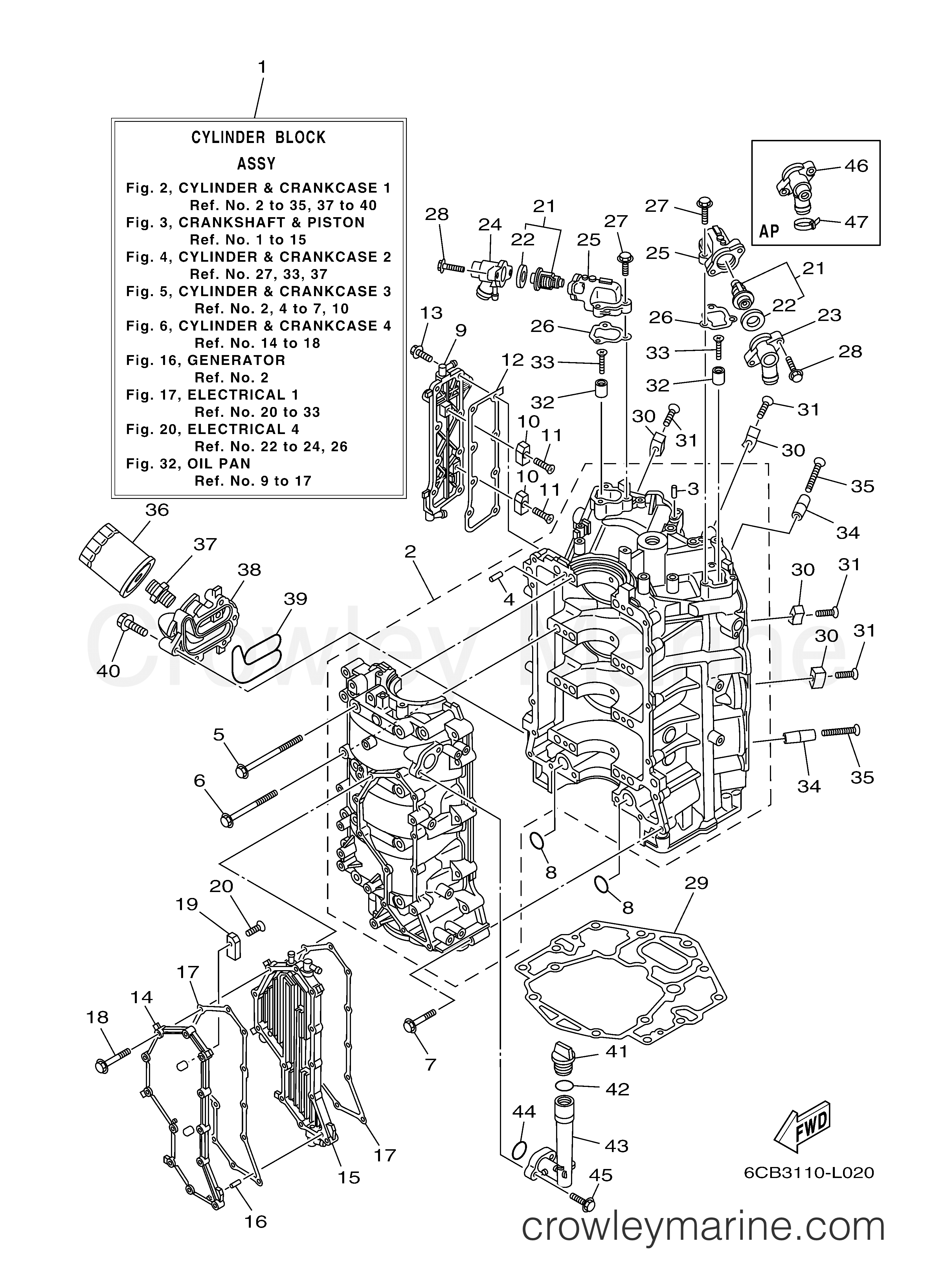 Yamaha Motors VF250LA - CYLINDER CRANKCASE 1