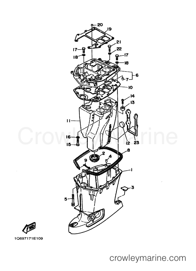 Yamaha Motors 55B (697) [030] - UPPER CASING