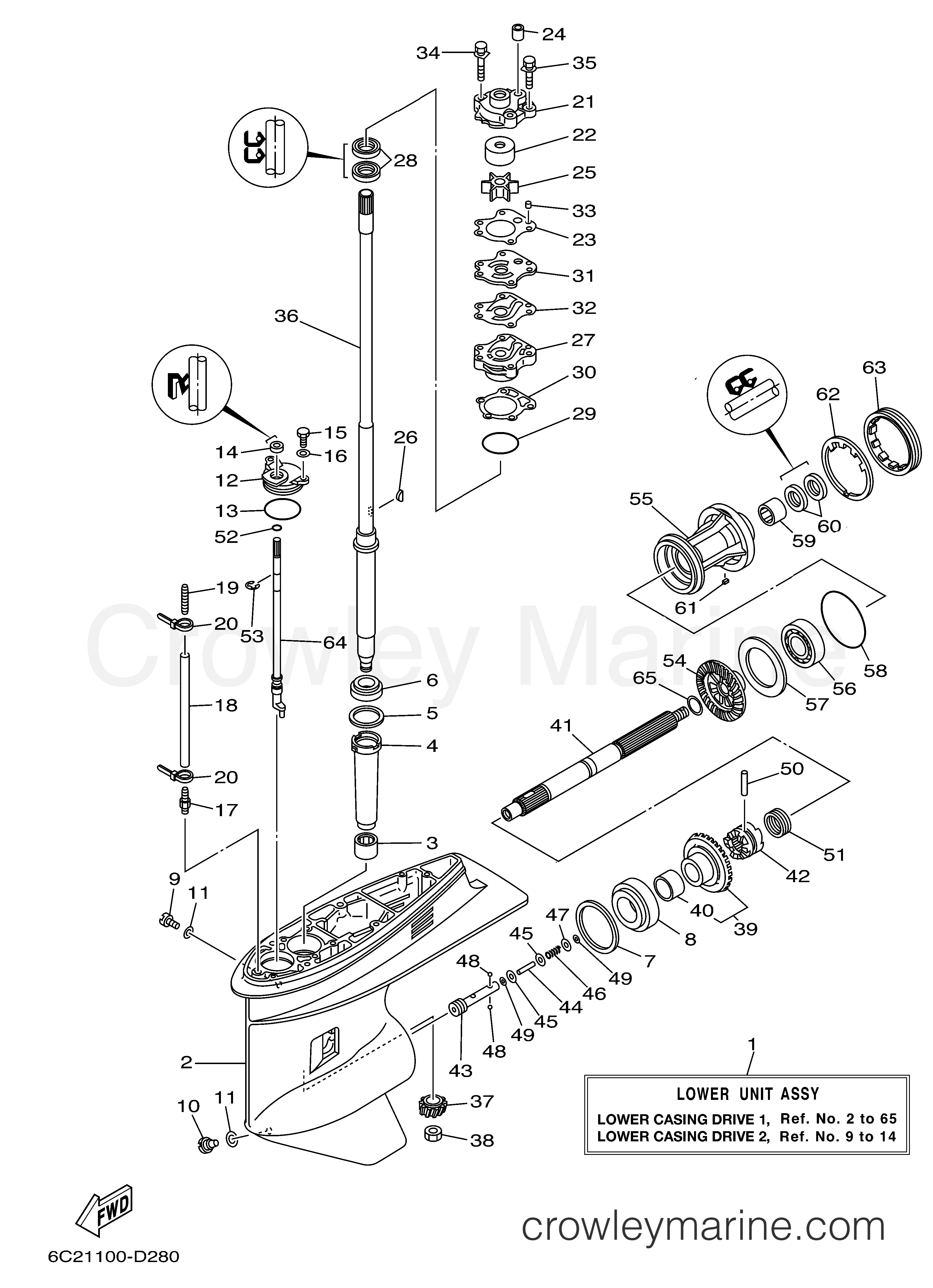 Yamaha Motors T60TLR - LOWER CASING DRIVE 1