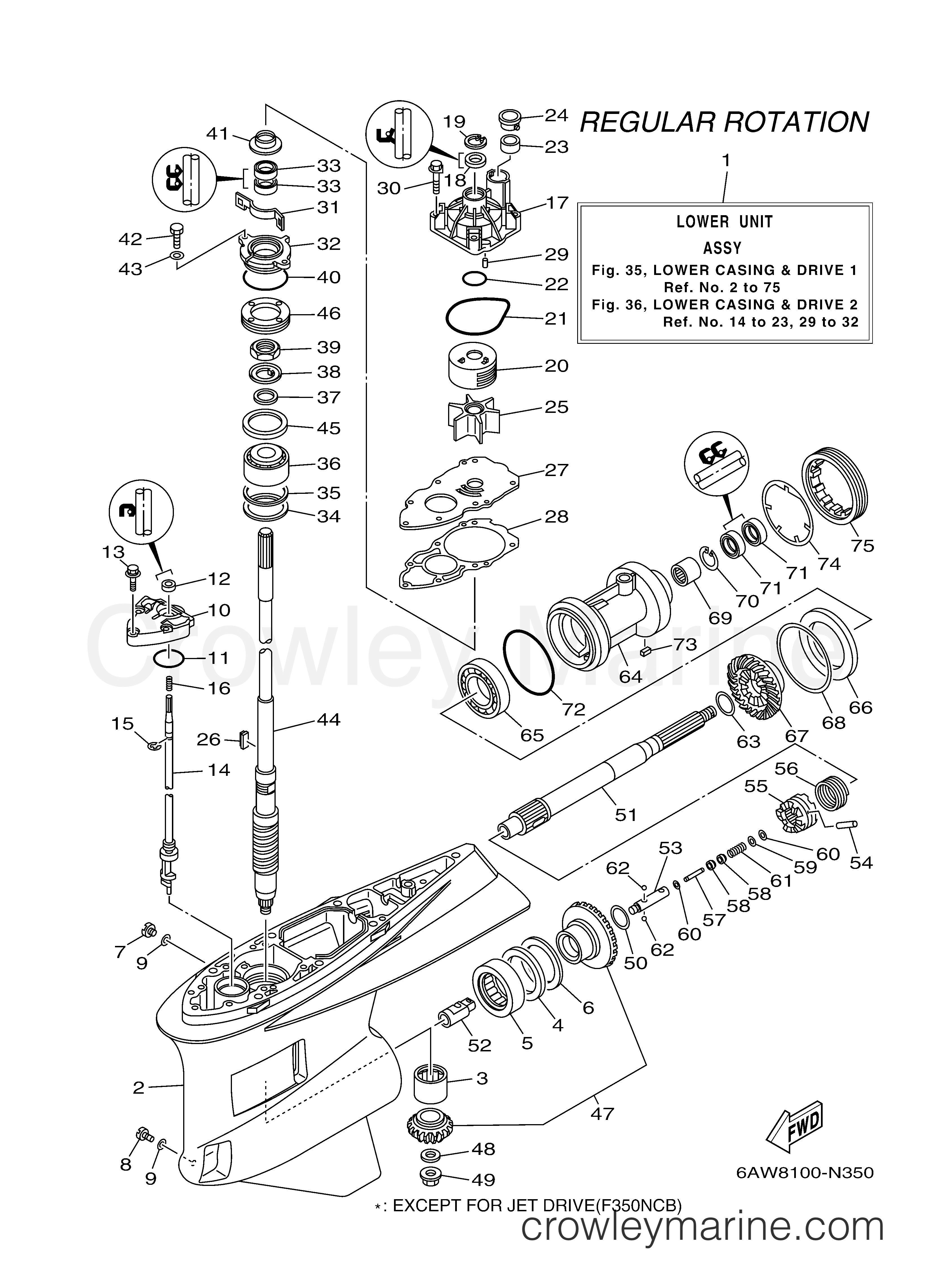Yamaha Motors F350XCB - LOWER CASING DRIVE 1