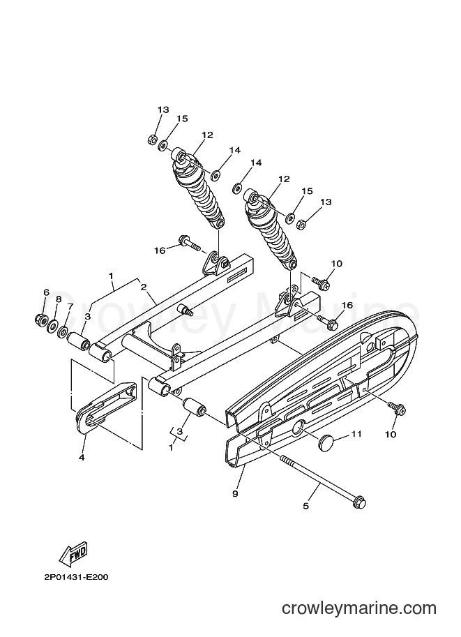 2008 Scooter T110 - T110 (2P14) [010] - REAR ARM & SUSPENSION