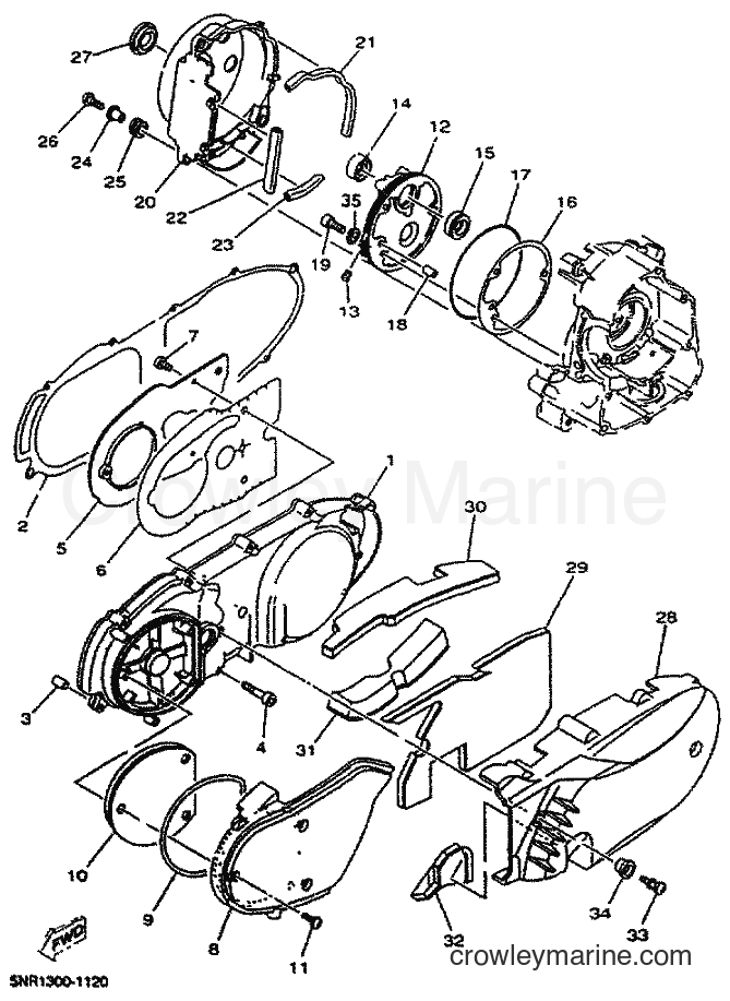 2001 Scooter YP125E - YP125E (5NR1) [010] - CRANKCASE COVER 1