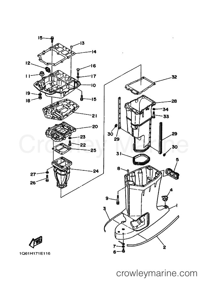 Yamaha Motors 200CETO (61H0) [010] - UPPER CASING