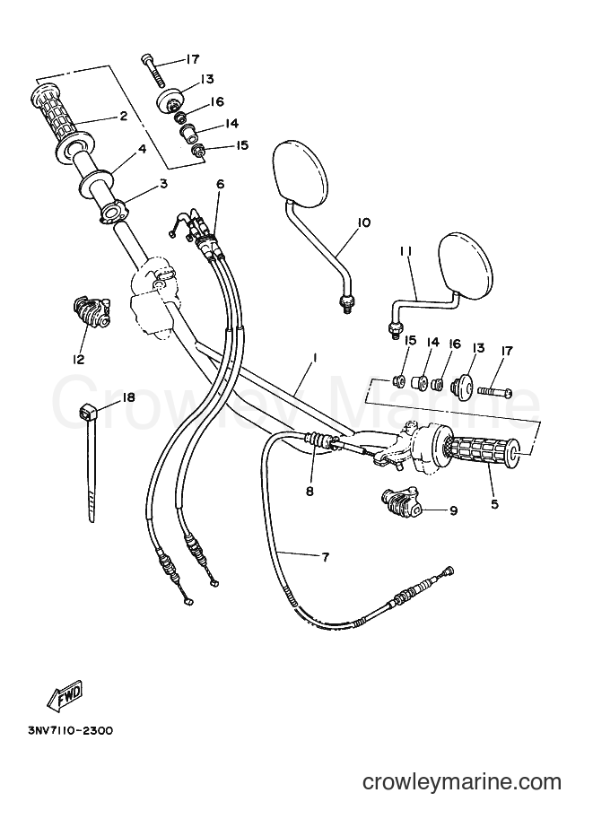 1993 Dirt Bike XT350D - XT350D (3NV9) [010] - STEERING HANDLE & CABLE