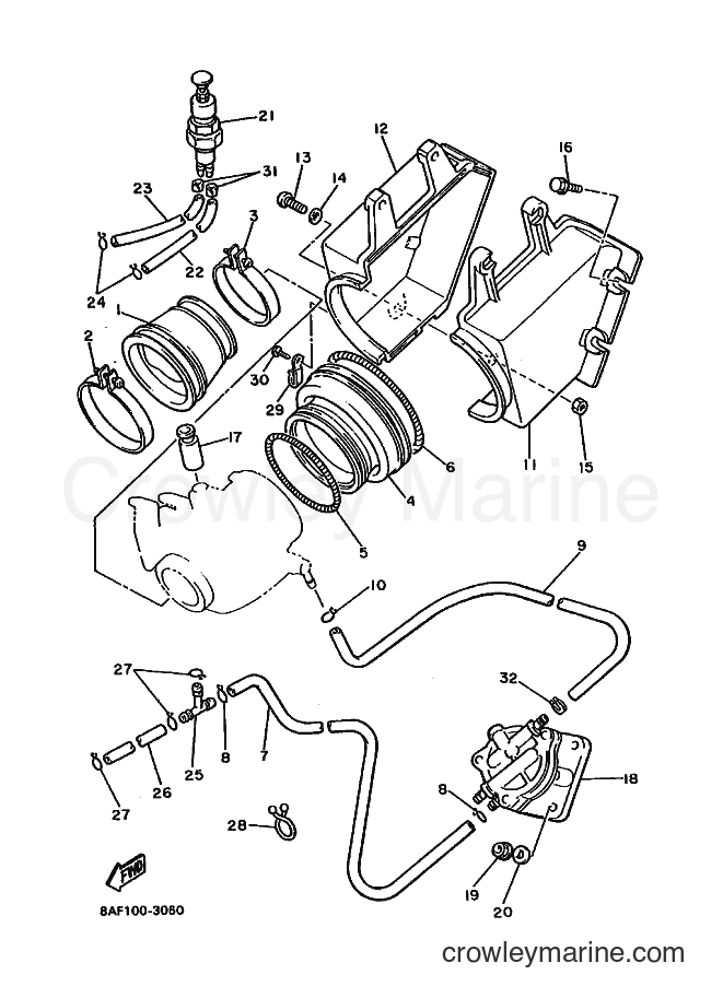 1995 Snowmobile BR250L - BR250L (8BC2) [030] - INTAKE