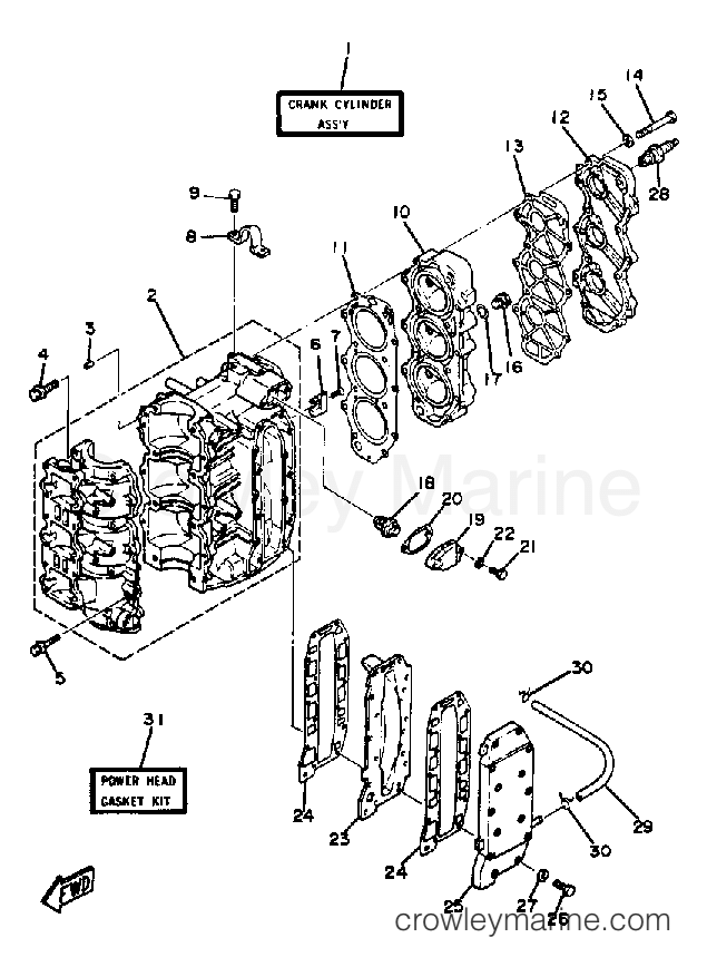 Yamaha Motors 50ETSK - CRANKCASE CYLINDER
