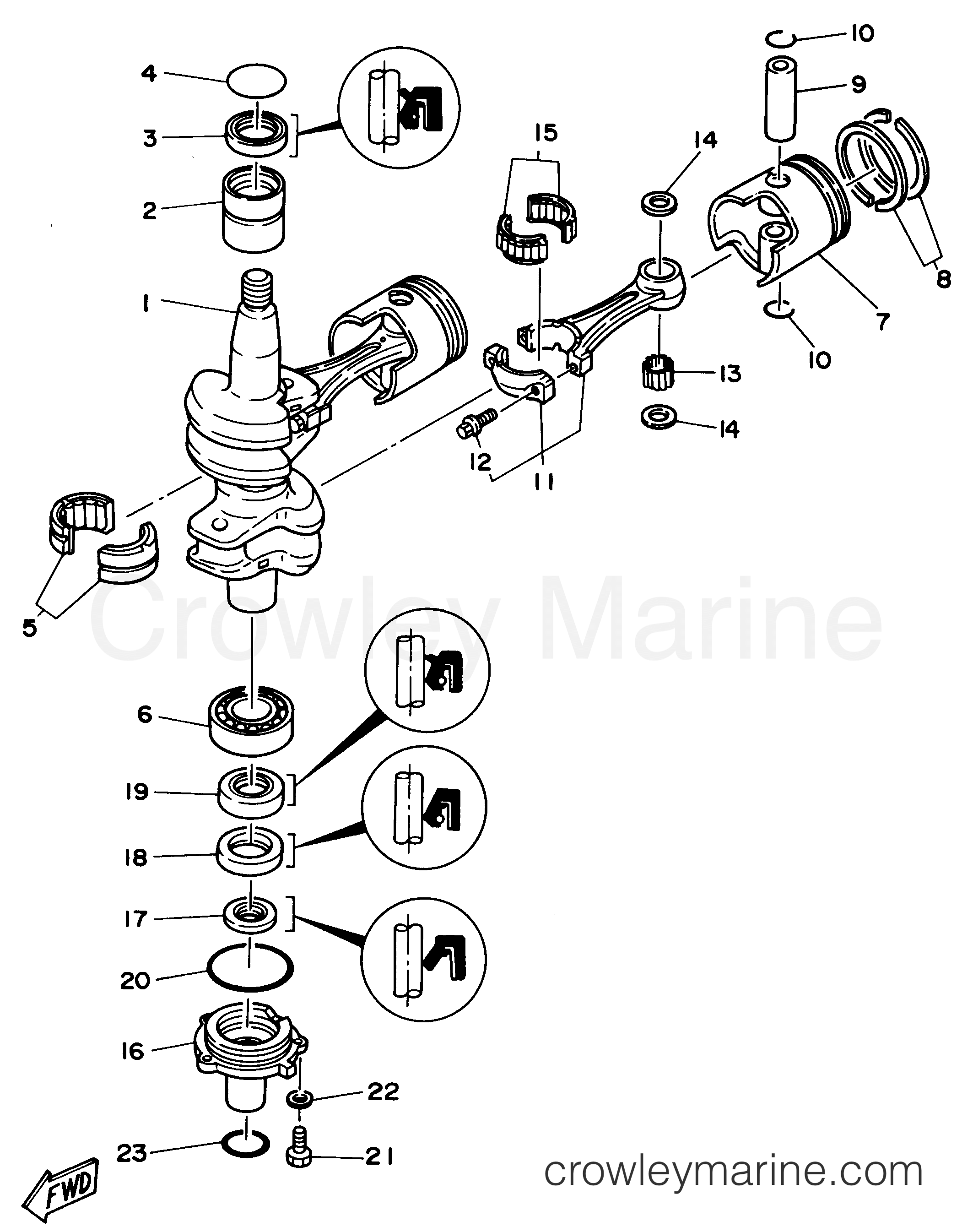 Yamaha Motors C40MSHV - CRANKSHAFT PISTON