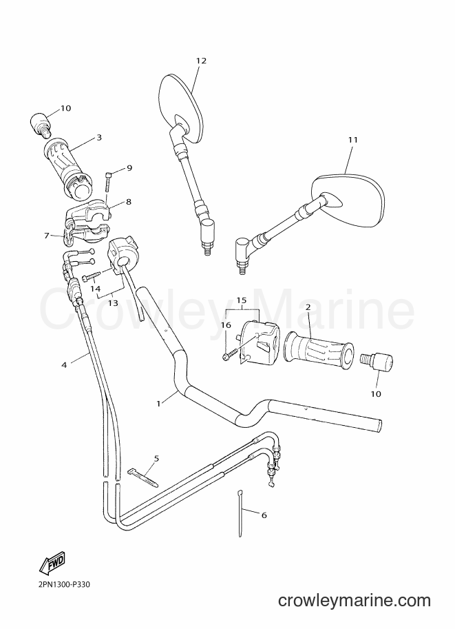2015 Street Bike XJR1300C - XJR1300C (2PN1) [010] - STEERING HANDLE & CABLE