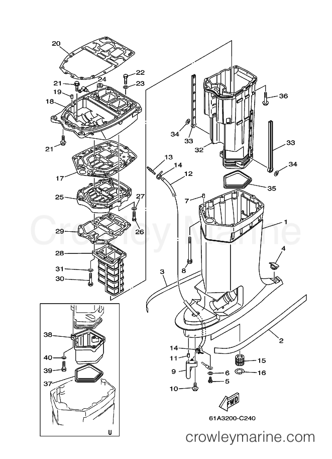 Yamaha Motors 250AETX (61A3) [120] - UPPER CASING