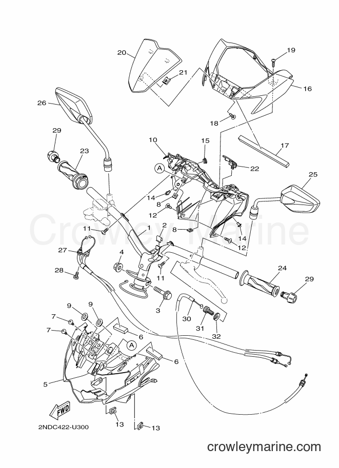 Yamaha Motors T150 (2NDM) [010] - STEERING HANDLE & CABLE