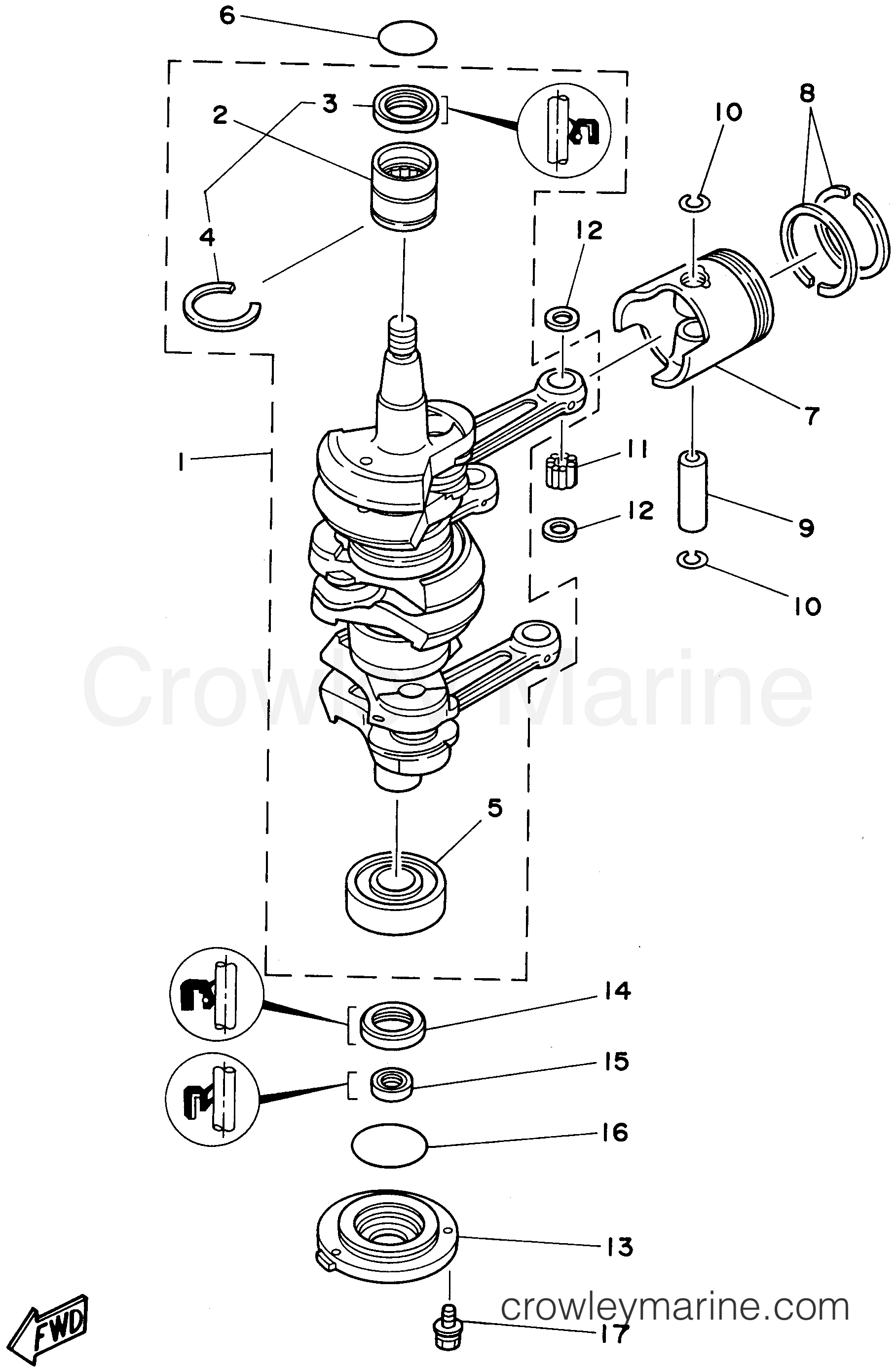 Yamaha Motors E60MLHW - CRANKSHAFT PISTON