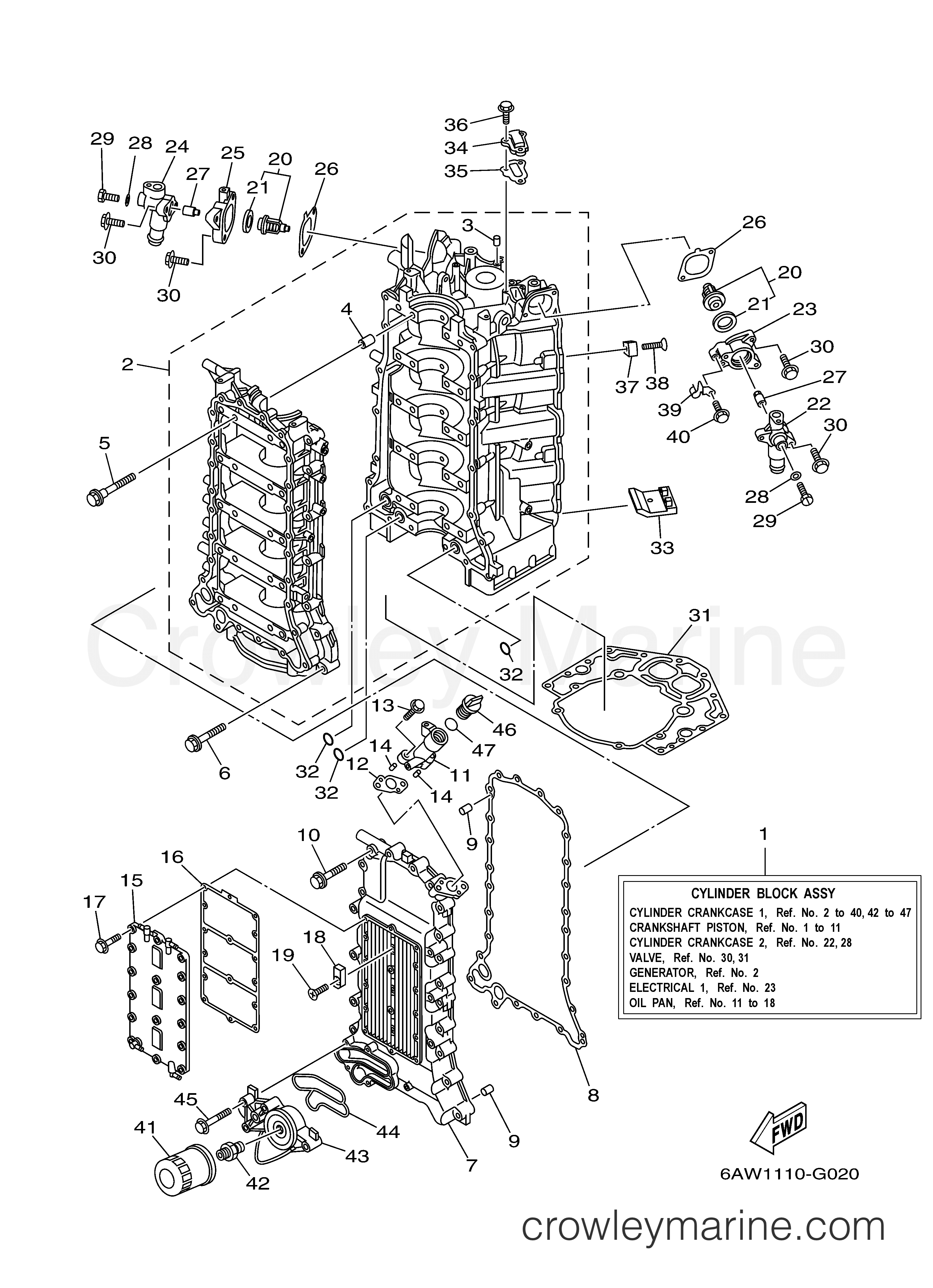 Yamaha Motors F350TUR - CYLINDER CRANKCASE 1