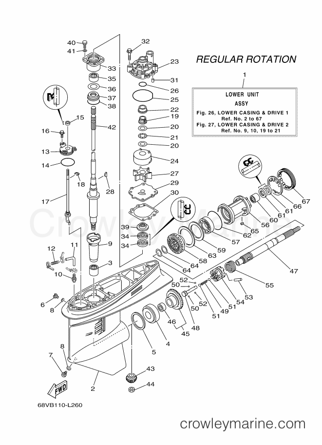 Yamaha Motors F115AETL (68VB) [250] - LOWER CASING & DRIVE 1