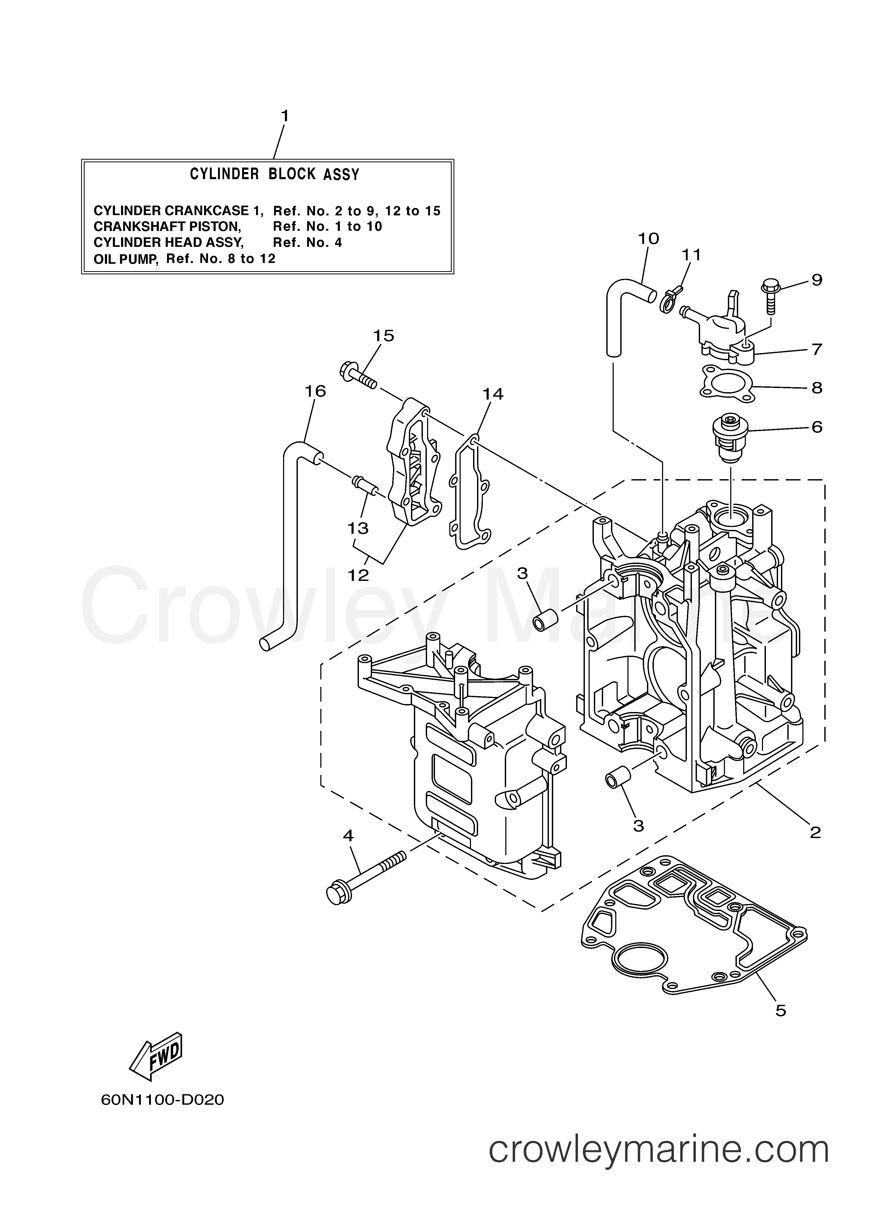 Yamaha Motors F8MSHD - CYLINDER CRANKCASE 1