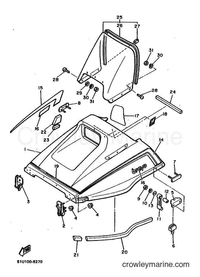 Yamaha Motors BR250 (84E0) [010] - SHROUD & WINDSHIELD