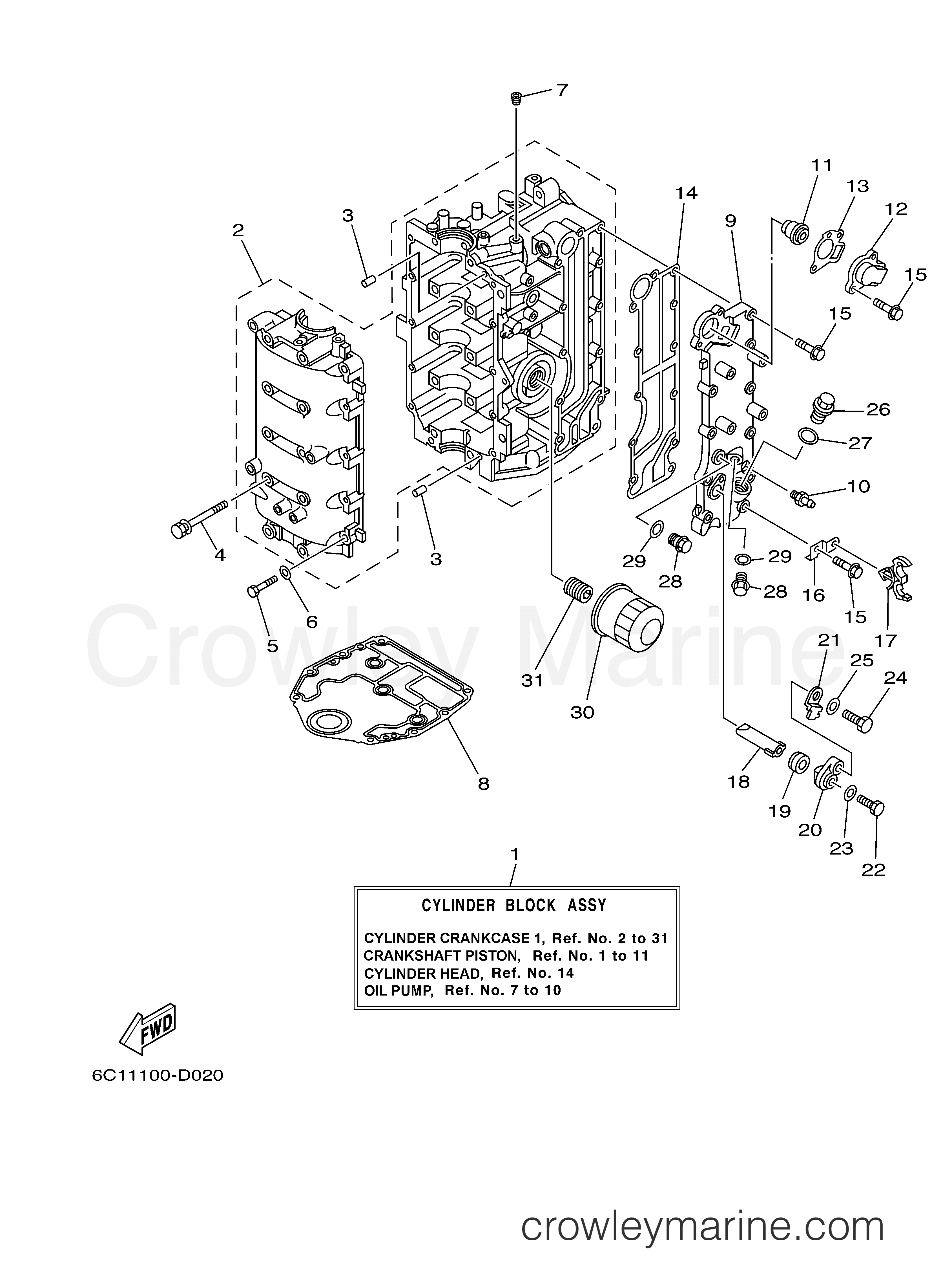 Yamaha Motors T50TLRD - CYLINDER CRANKCASE 1