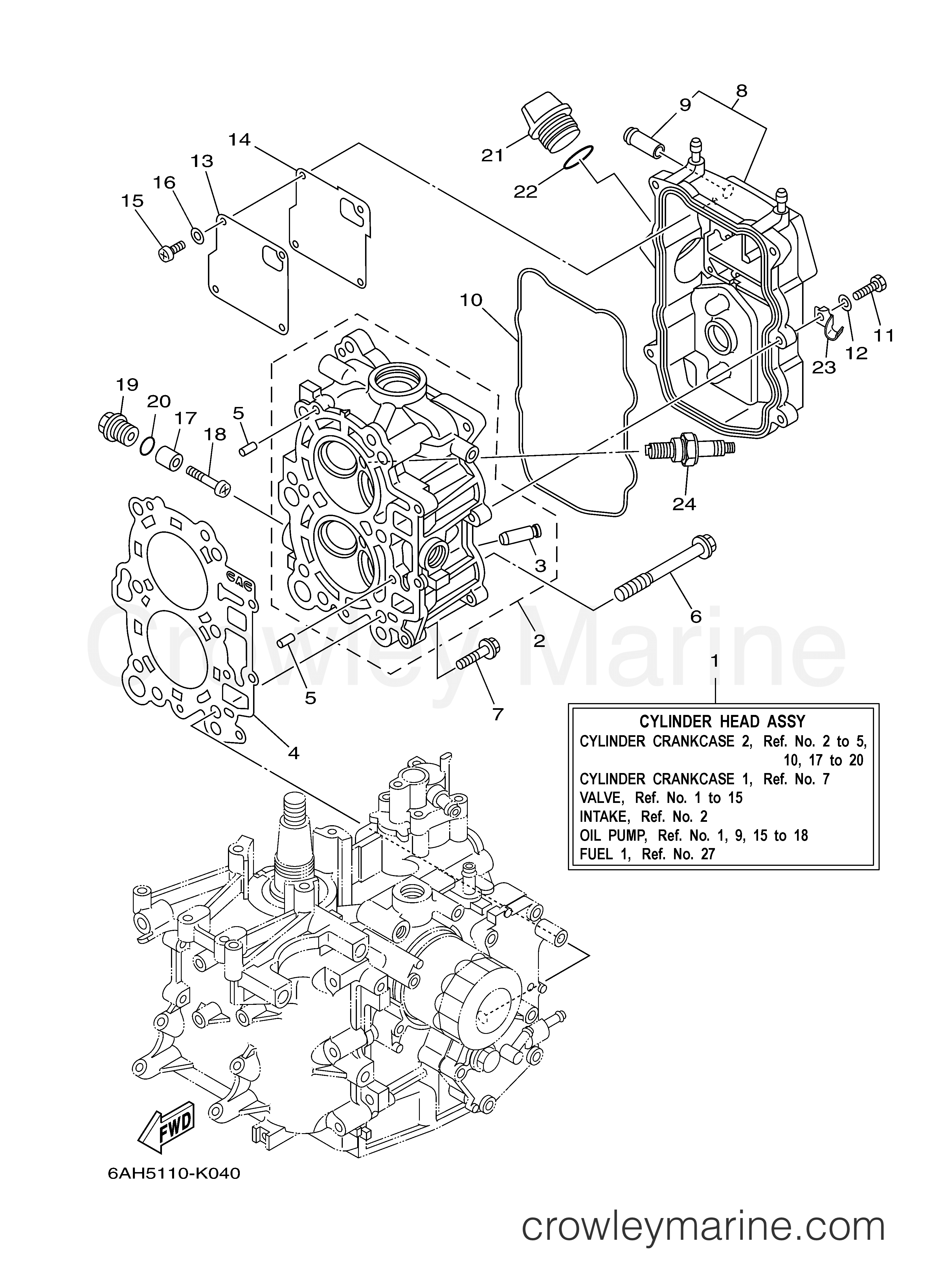 Yamaha Motors F20PLH - CYLINDER CRANKCASE 2