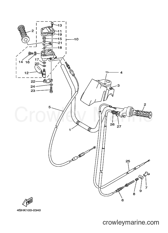 Yamaha Motors YFM400FW (4SHS) [010] - STEERING HANDLE & CABLE