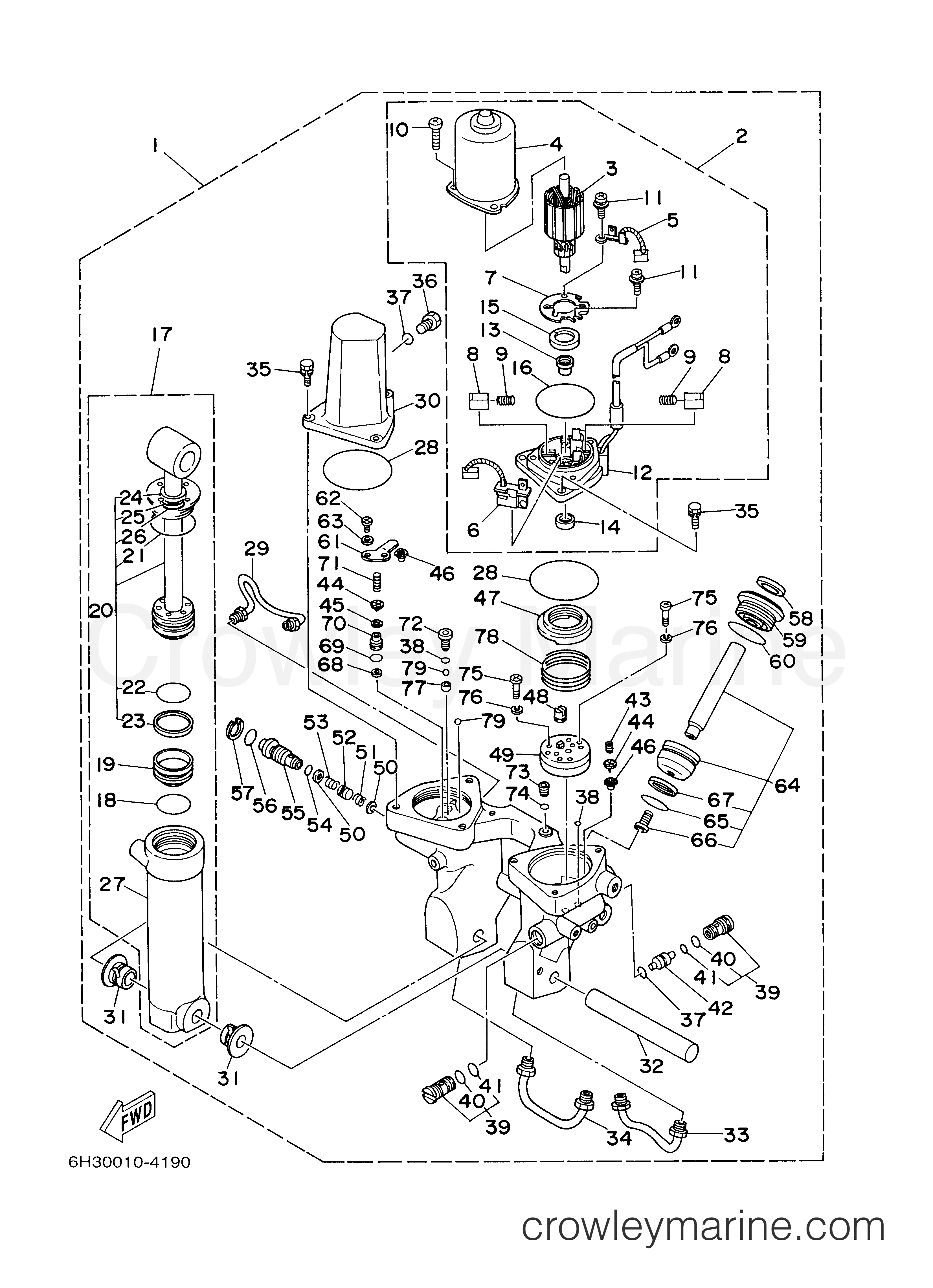 POWER TRIM TILT ASSY 2001 Outboard 90hp 90TLRZ Crowley Marine