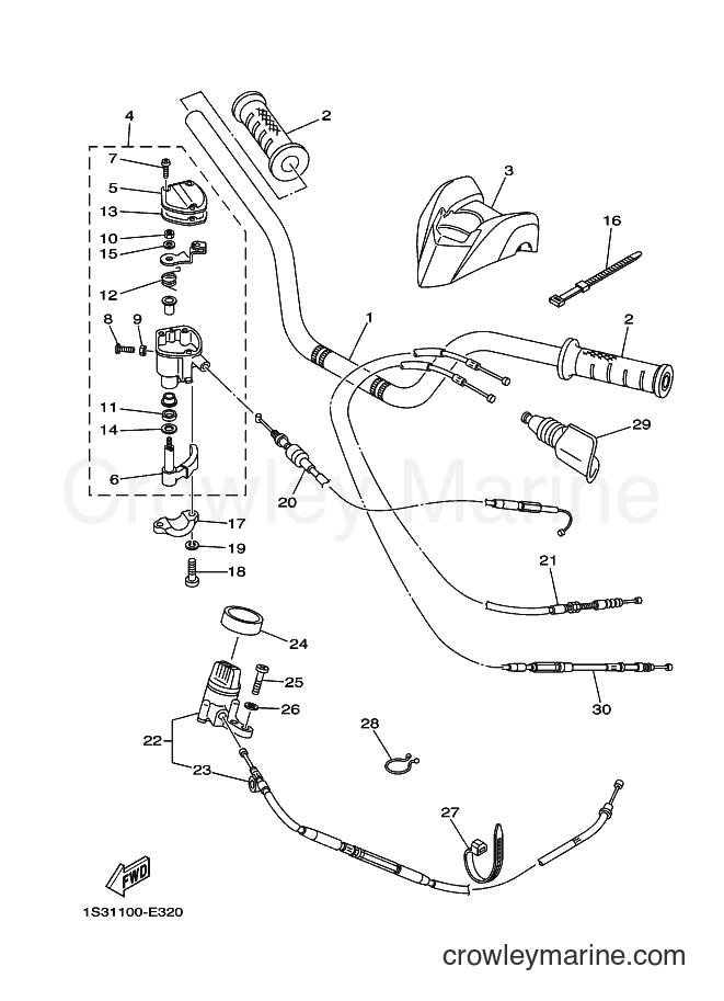 Yamaha Motors YFM700R (1S3C) [010] - STEERING HANDLE & CABLE