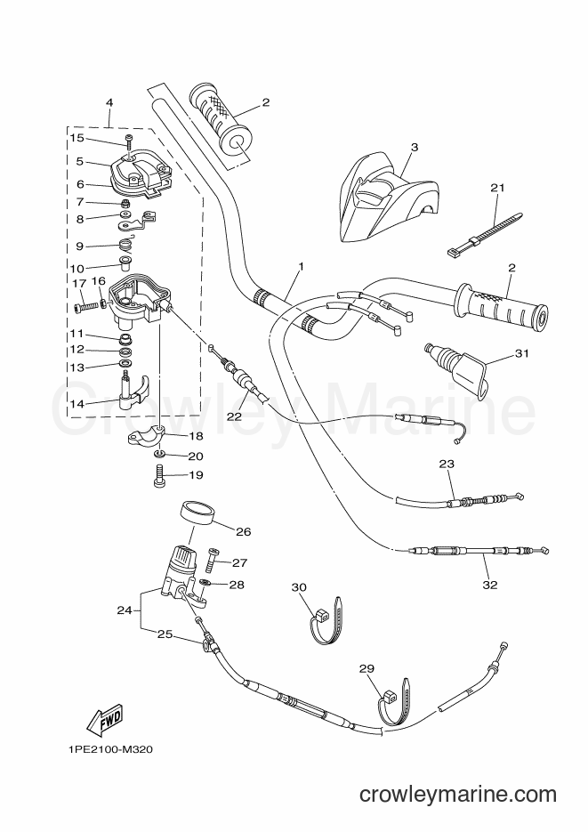 Yamaha Motors YFM700R (2LSB) [010] - STEERING HANDLE & CABLE