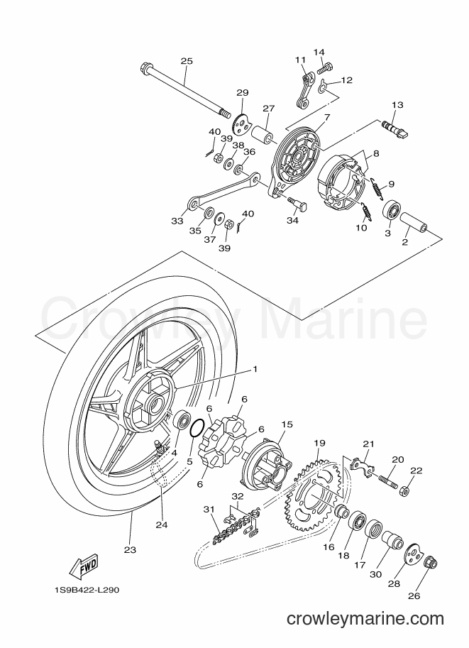 2012 Scooter T135SEC - T135SEC (1S9B) [010] - REAR WHEEL