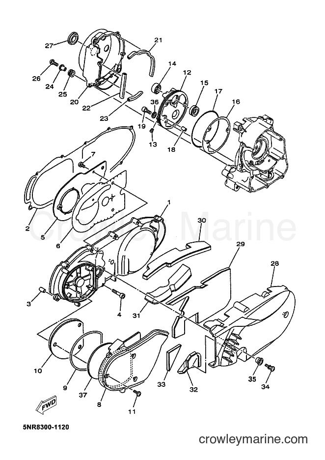 2002 Scooter YP150E - YP150E (5NS7) [010] - CRANKCASE COVER 1