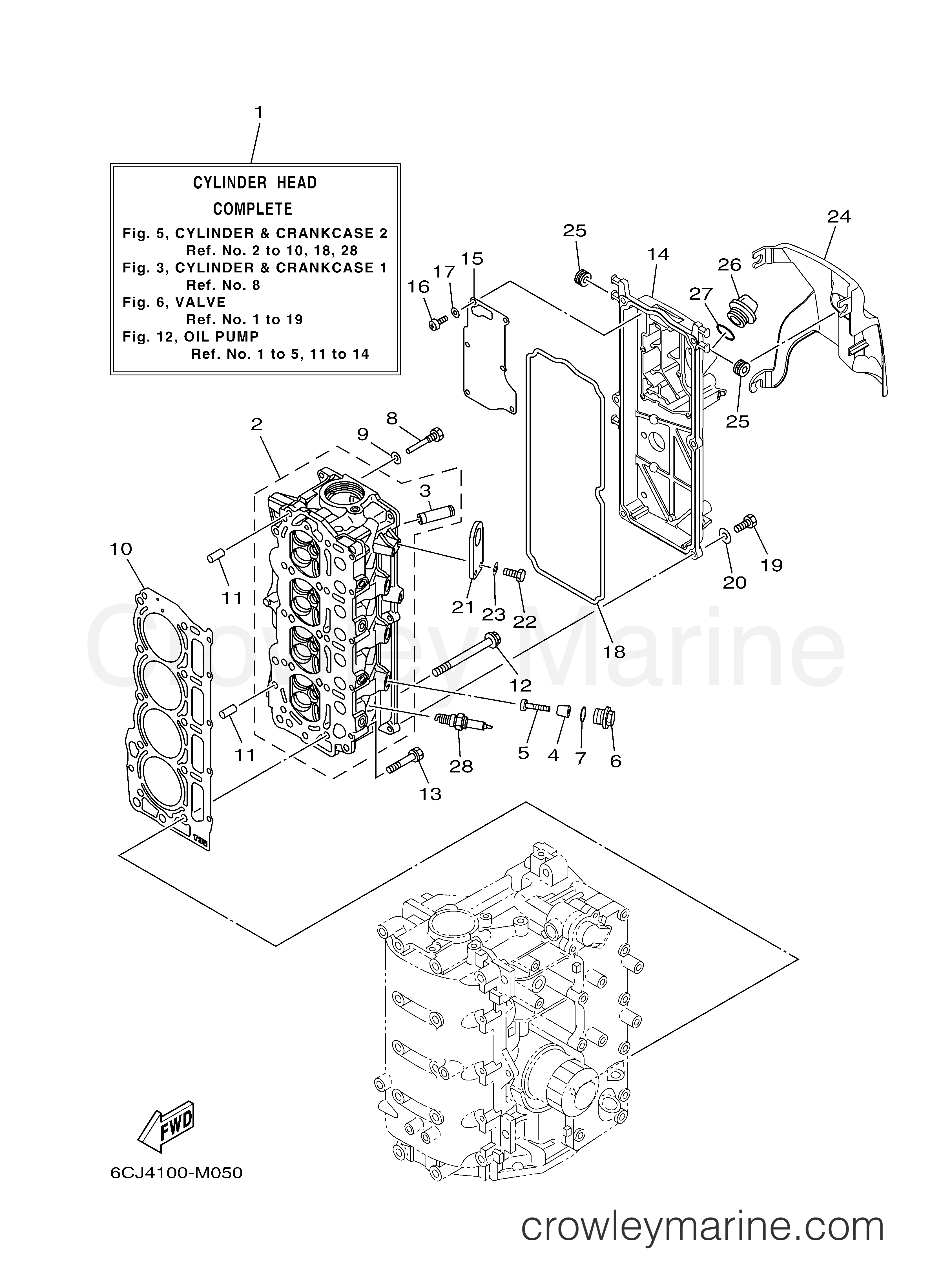 CYLINDER CRANKCASE 2 2013 Outboard 70hp F70LA Crowley Marine