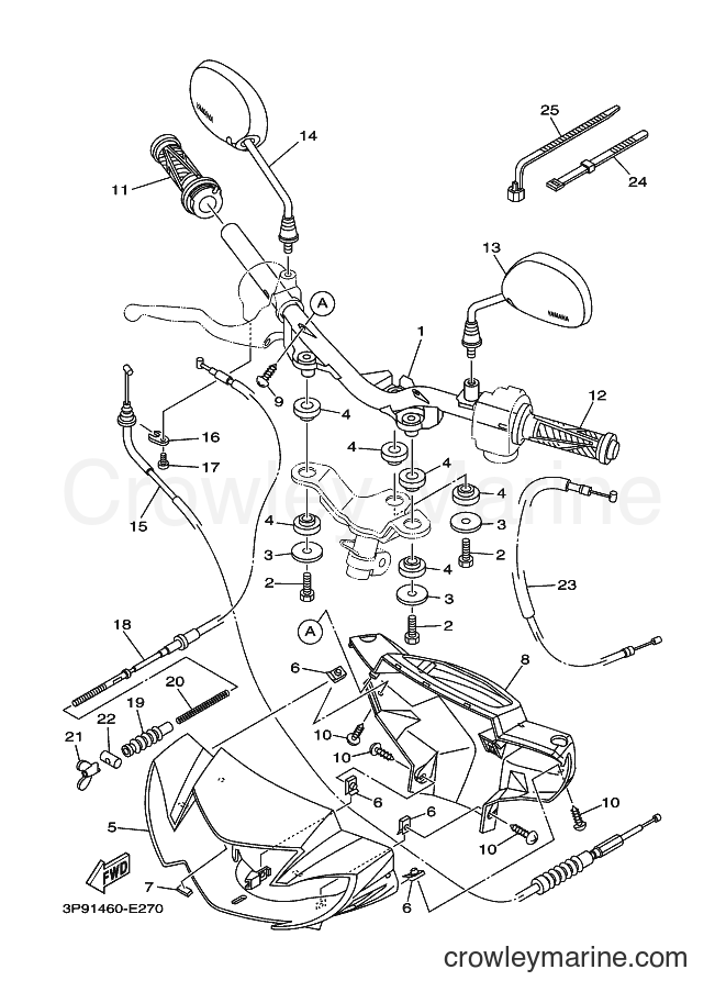 Yamaha Motors T110LE (3P92) [010] - STEERING HANDLE & CABLE
