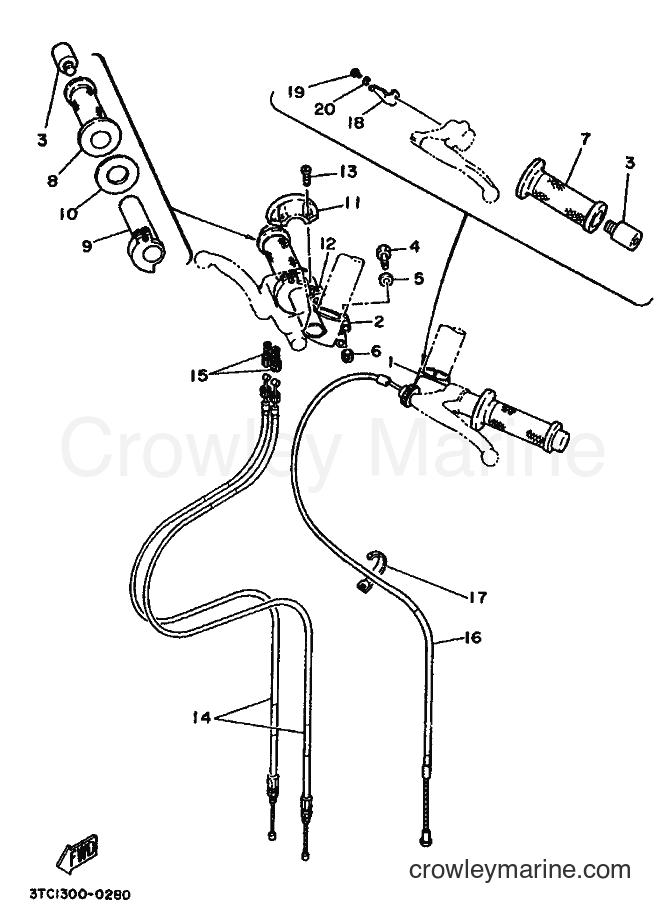 1991 Street Bike TZ250 - TZ250 (3TC1) [020] - STEERING HANDLE & CABLE