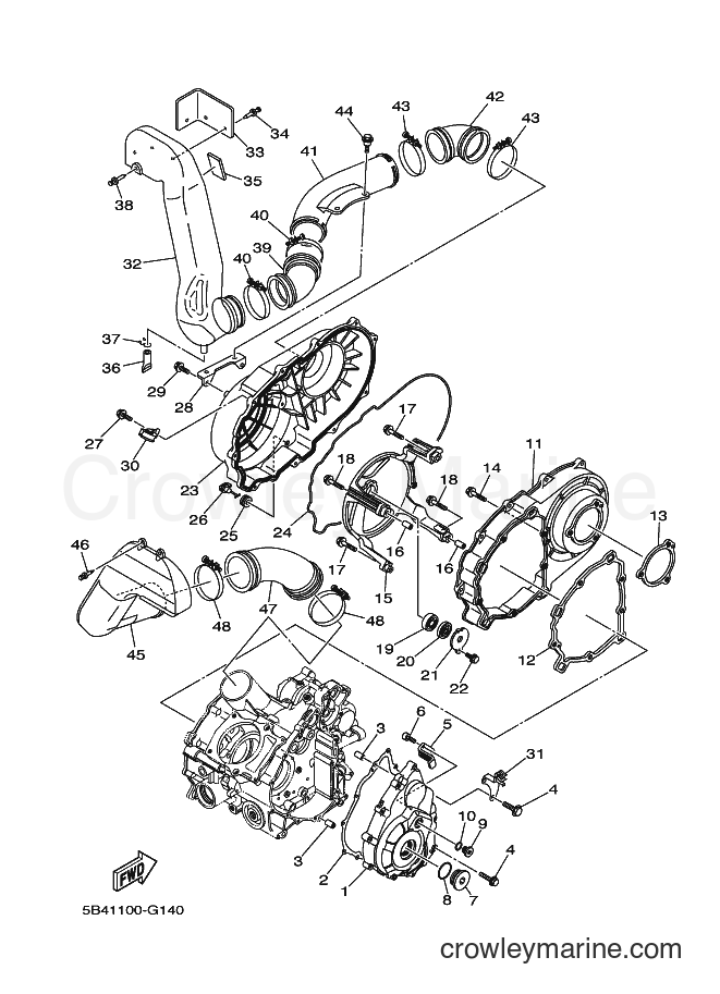 2008 ATV YXR700F - YXR700F (5B4C) [010] - CRANKCASE COVER 1