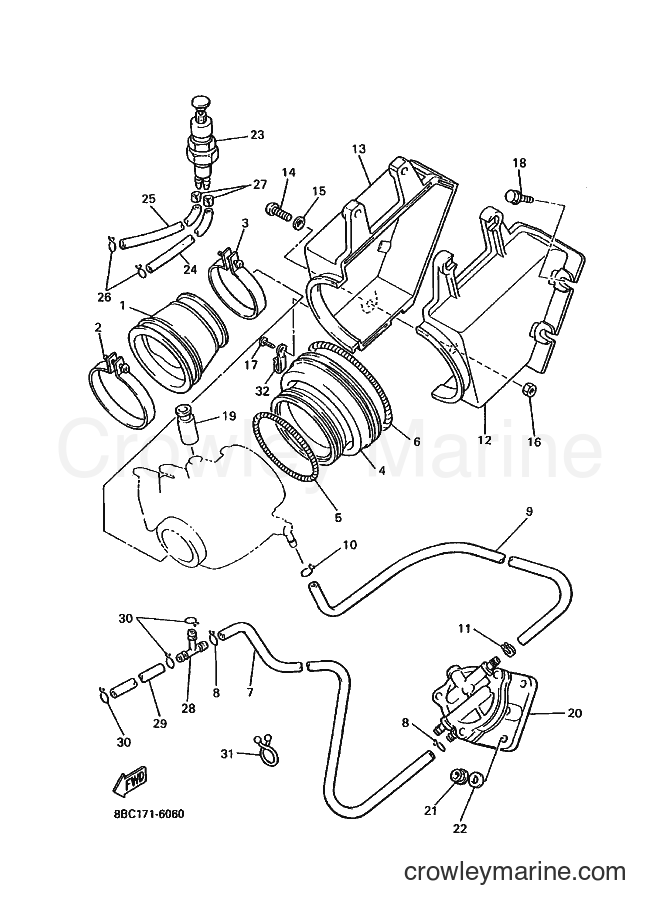 1996 Snowmobile BR250TS - BR250TS (8BC3) [010] - INTAKE