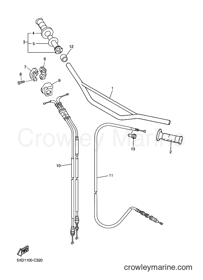 2004 Dirt Bike YZ450F - YZ450F (5XD2) [010] - STEERING HANDLE & CABLE