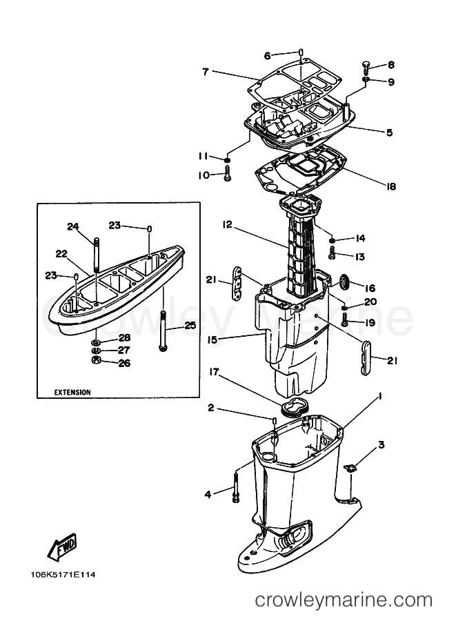Yamaha Motors E-60D (6K50) [010] - UPPER CASING