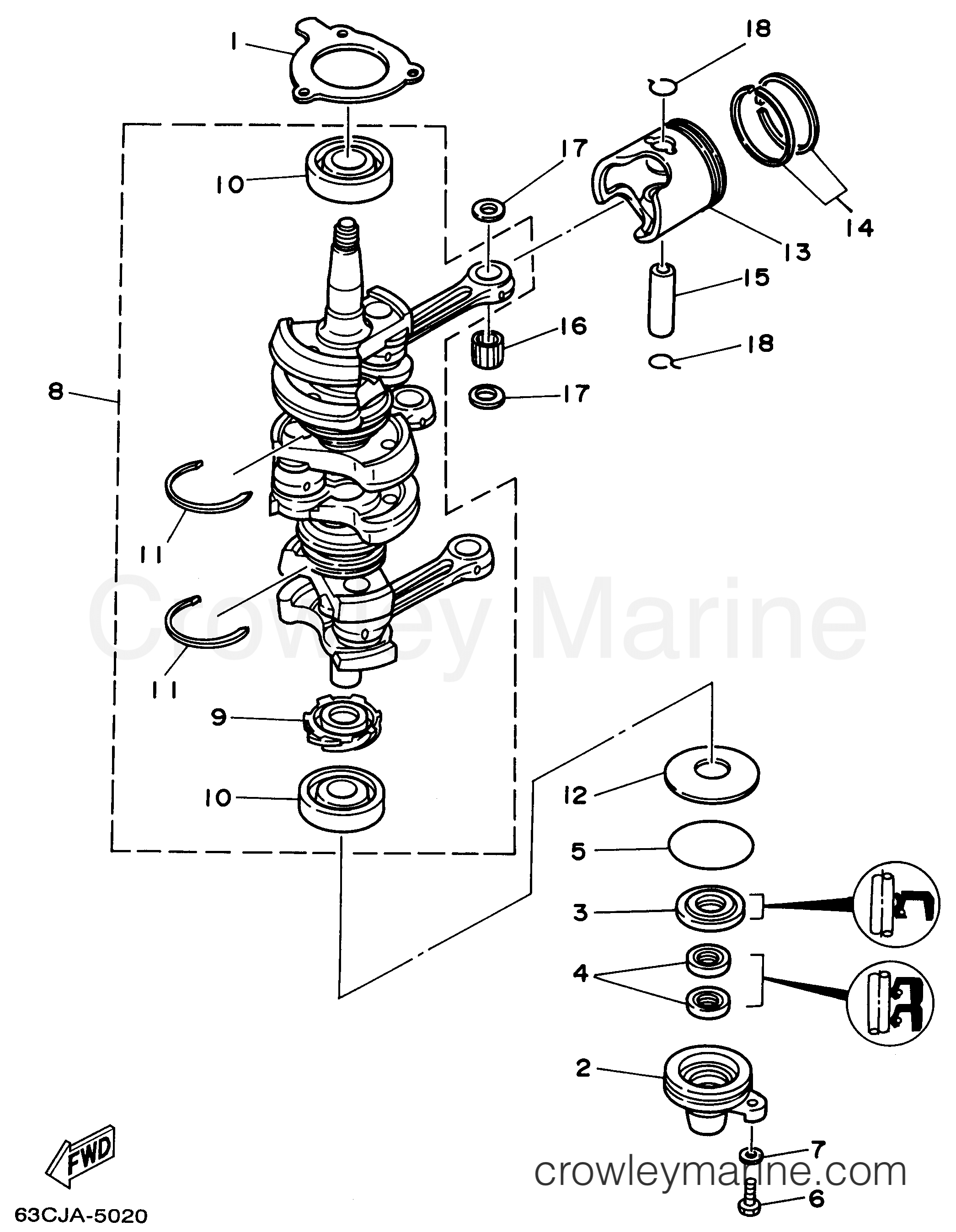 Yamaha Motors 40ELRU - CRANKSHAFT PISTON