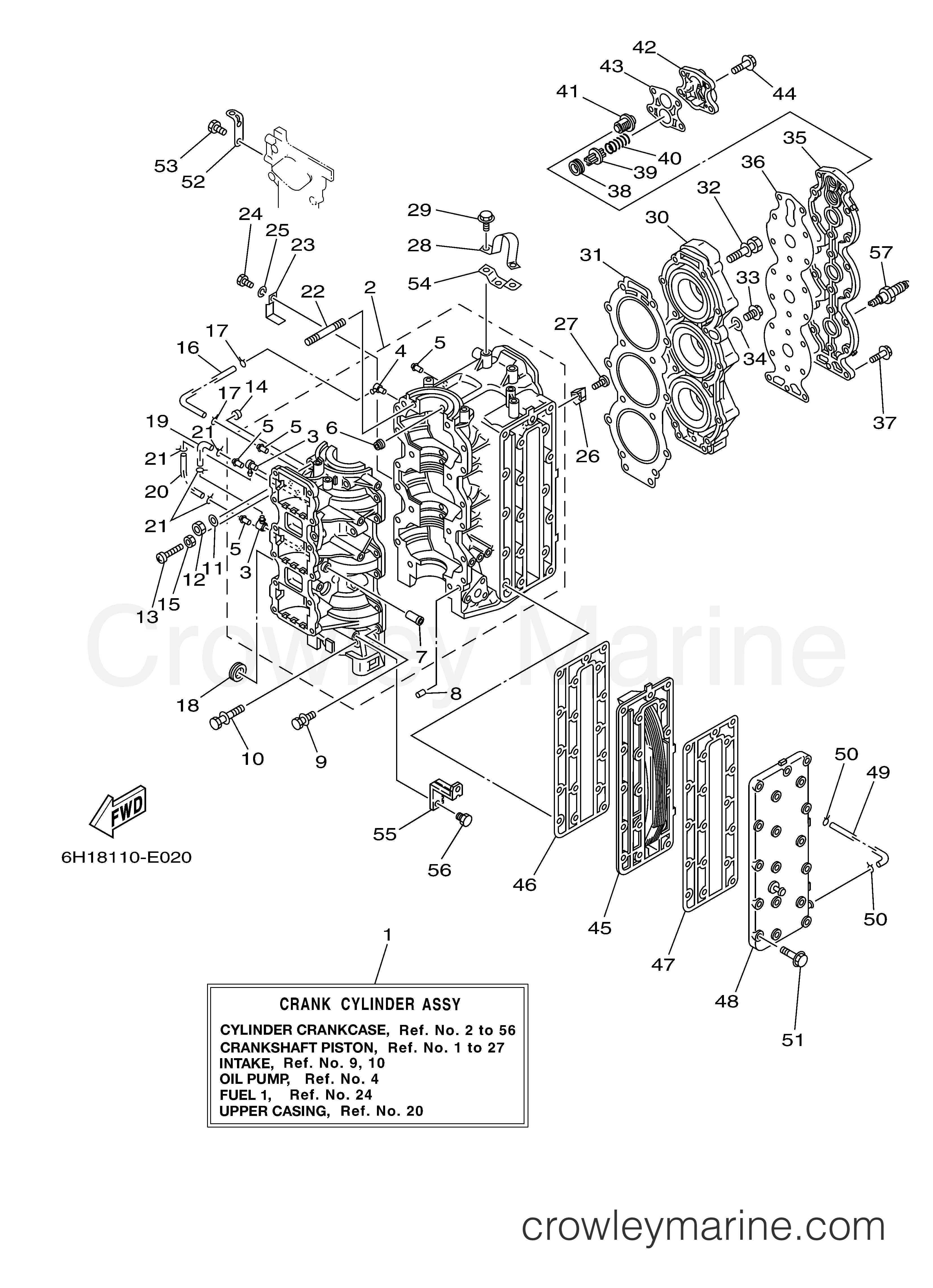 Yamaha Motors 90TLR - CYLINDER CRANKCASE