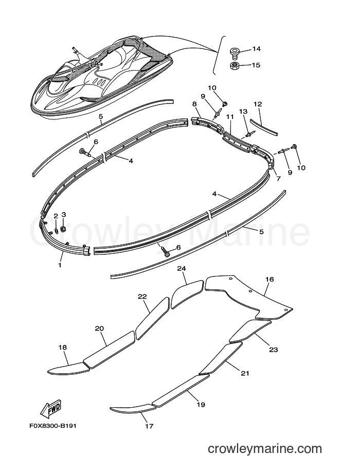 Yamaha Motors GP1300-B (F1G2) [010] - GUNWALE & MAT