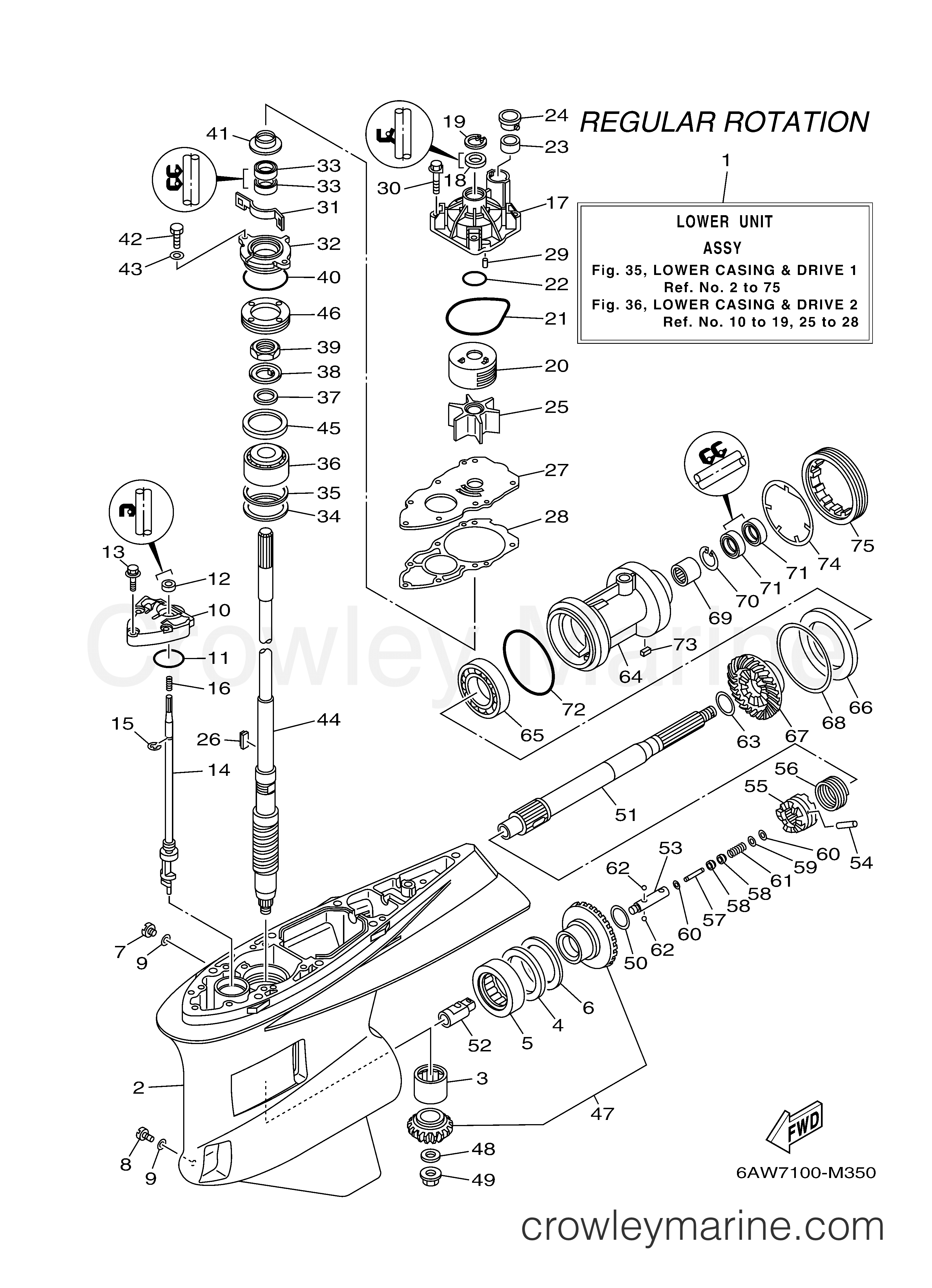 Yamaha Motors F350XCB - LOWER CASING DRIVE 1