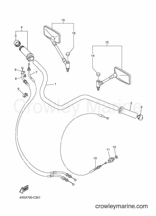 Yamaha Motors XVS650 (5FBR) [010] - STEERING HANDLE & CABLE