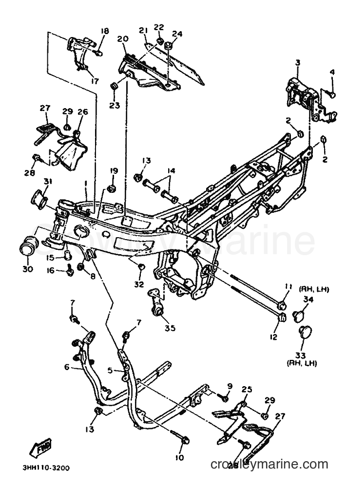 1993 Sport Bike FZR600 - FZR600 (3HHB) [010] - FRAME
