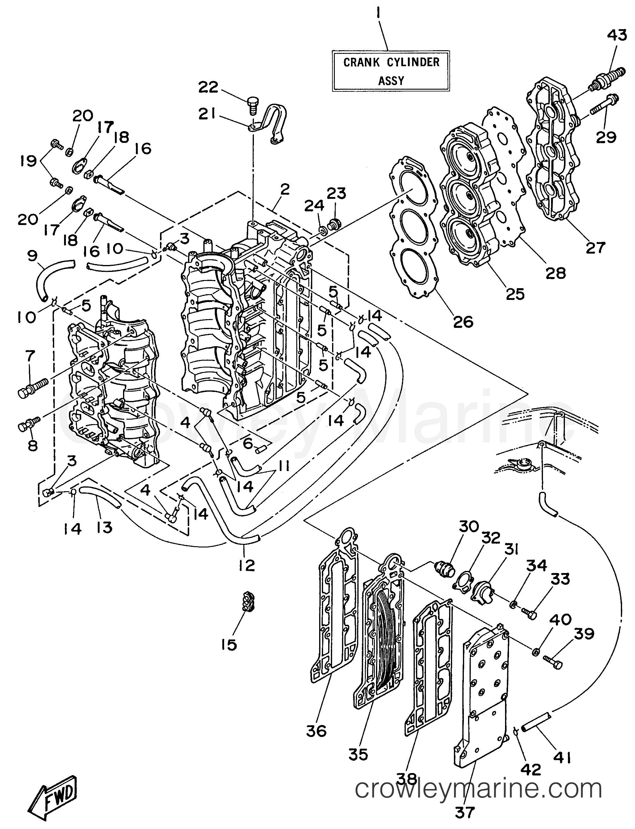 Yamaha Motors E60MLHV - CYLINDER CRANKCASE