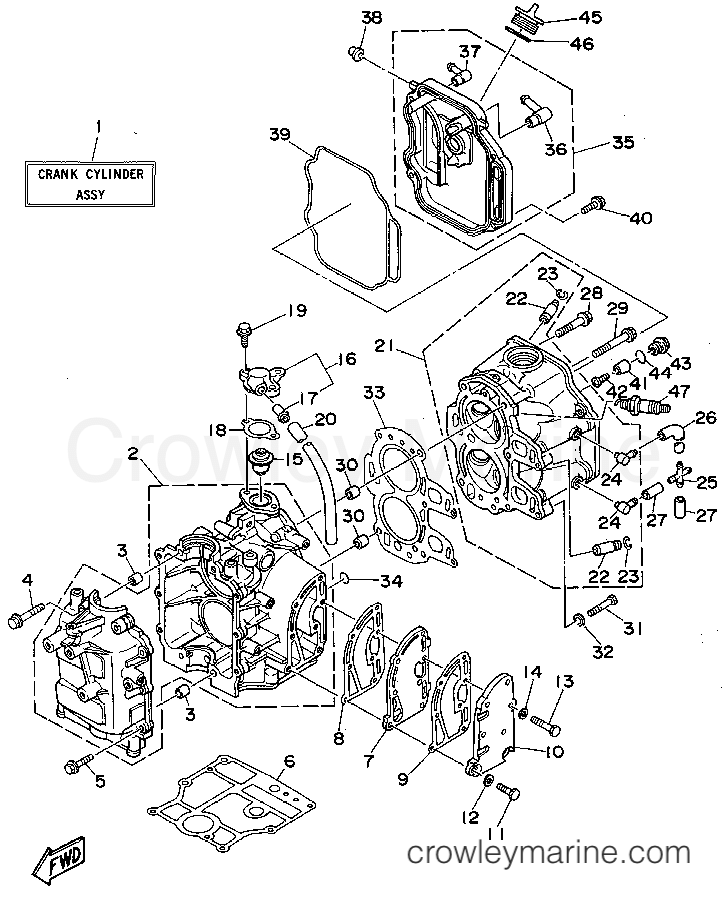 Yamaha Motors F9.9MLHU - CYLINDER CRANKCASE
